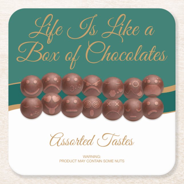 Life Is Like a Box of Chocolates Underlägg Papper Kvadrat (Framsidan)