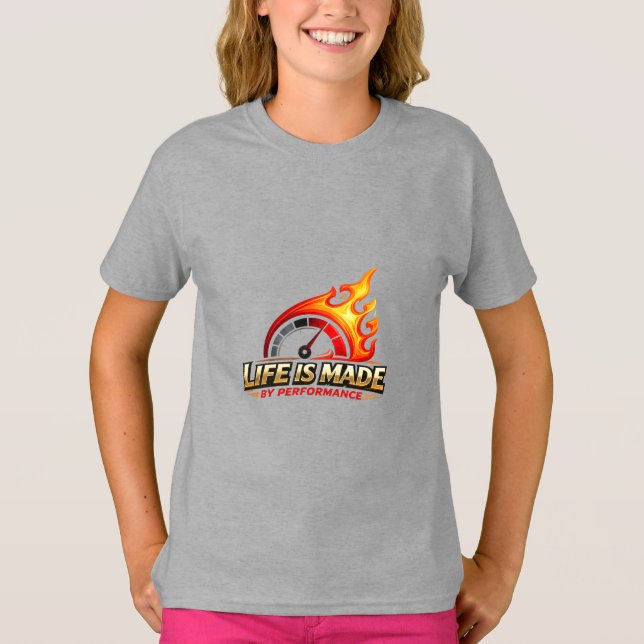 Life Is Made By Performance Flame Speedometer Race T Shirt (Framsida)