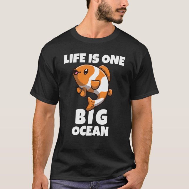 Life Is One Big Ocean Clownfish Anemone T Shirt (Framsida)