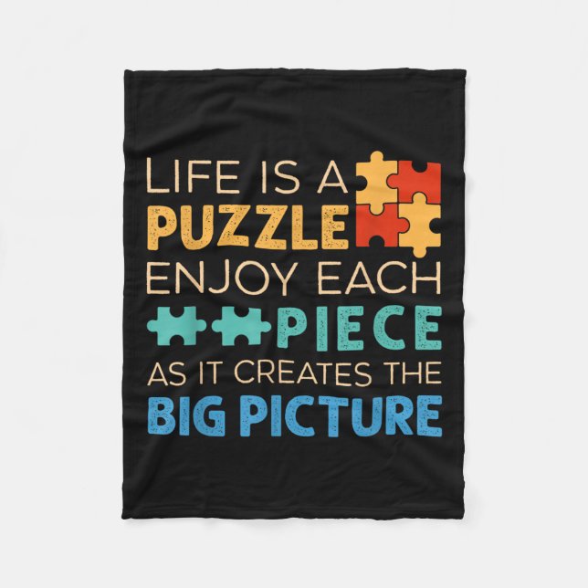 Life Is Puzzle Enjoy Each Ece _ Jigsaw Puzzle Love Fleecefilt (Framsidan)