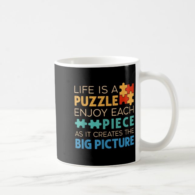 Life Is Puzzle Enjoy Each Ece _ Jigsaw Puzzle Love Kaffemugg (Höger)
