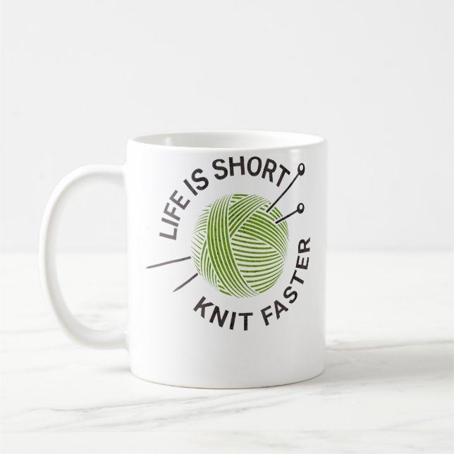 Life Is Short Knit Faster Kaffemugg (Vänster)