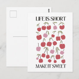 Life Is Short Make It Sweet Quote Boho Wildflower  Vykort