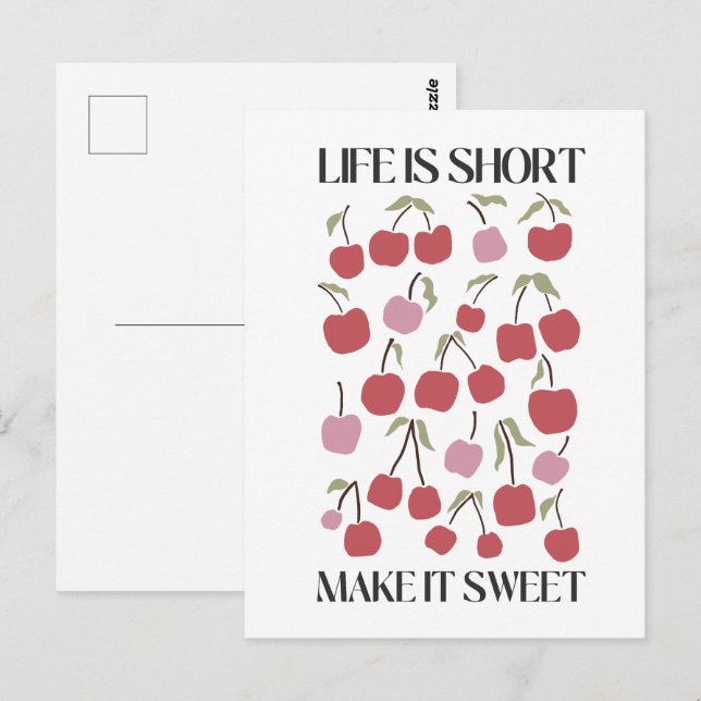 Life Is Short Make It Sweet Quote Boho Wildflower  Vykort (Fram/baksida)