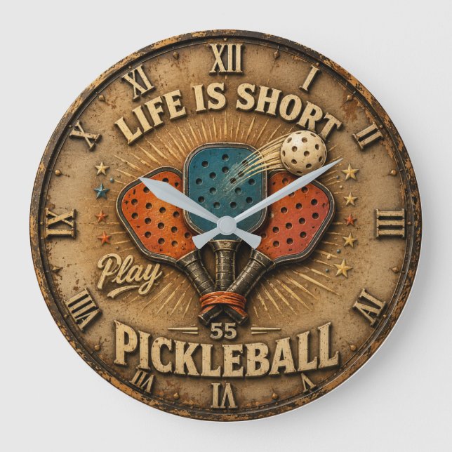 Life Is Short Play Pickleball  Stor Klocka (Framsida)