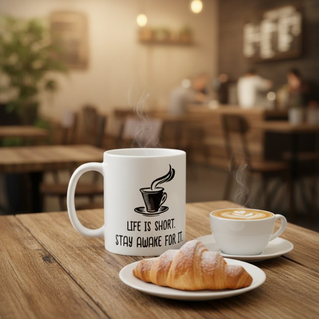 Life Is Short Stay Awake For It Funny Coffee Lover Kaffemugg (Skapare uppladdad)