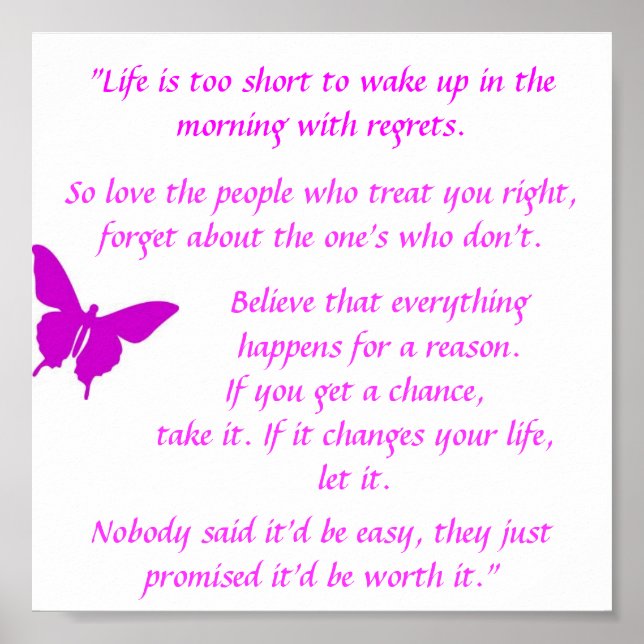 "Life Is Too Short" Motivational Poster (Framsidan)