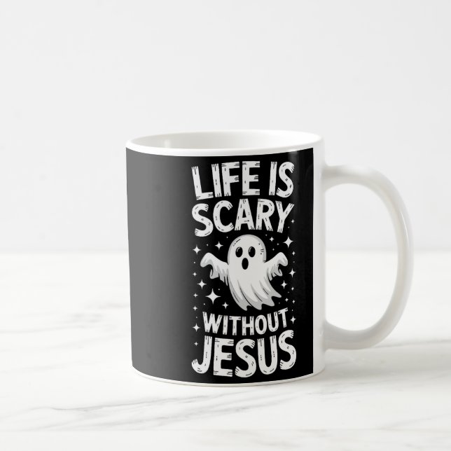 Life Is Y Without Jesus Shirt Christian Halloween  Kaffemugg (Höger)