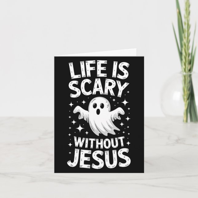 Life Is Y Without Jesus Shirt Christian Halloween  Kort (Framsida)
