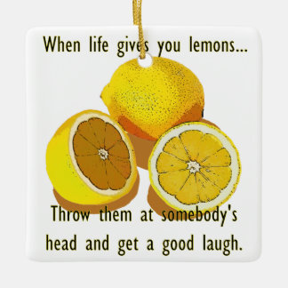 Life Lemons Mörk Humor Funny Gult Frukt Julgransprydnad Keramik