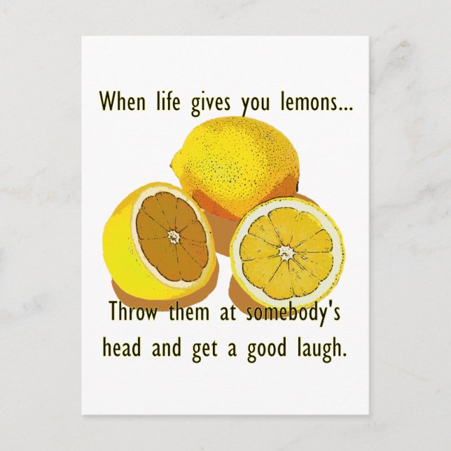 Life Lemons Mörk Humor Funny Gult Frukt Vykort (Framsida)