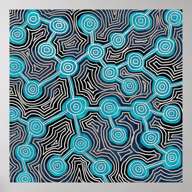 Life Linjer Aboriginal stil abstrakt mönster Poster (Framsidan)
