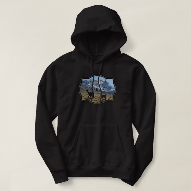 Life Made for a Coola Äventyr - Llama-citat Hoodie (Design framsida)