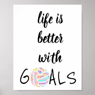 Life-mål Motiverad netbollcitat Poster