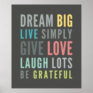 LIFE MANTRA positiv coola typography pastel färg Poster