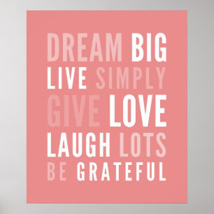 Life MANTRA-positiv modern typografi fet korall Poster
