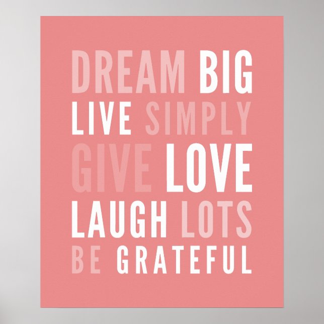 Life MANTRA-positiv modern typografi fet korall Poster (Framsidan)