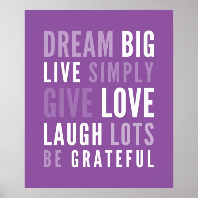 LIFE MANTRA-positiv modern typografisk lila Poster (Framsidan)