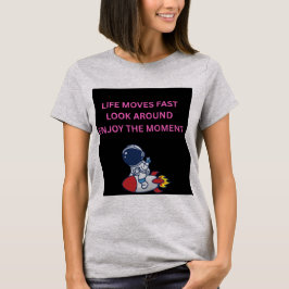 Life Moves Fast Astronaut Raket Kvinnors Grå T Shirt