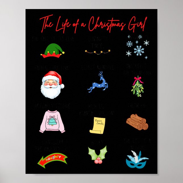 Life Of A Christmas Girl Era Nk Bow Preppy Coquett Poster (Framsidan)