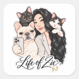 Life of Zie™ | Söt husdjurporträttdekal Fyrkantigt Klistermärke