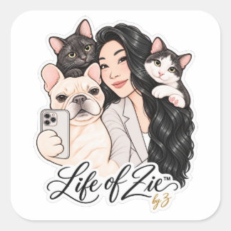 Life of Zie™ | Söt husdjurporträttdekal Fyrkantigt Klistermärke