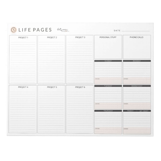 LIFE PAGES Planner by between Carpools Anteckningsblock (Framsida)