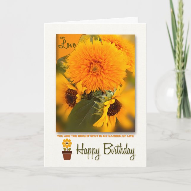 Life Partner Birthday Golden Daisys Bouquet Kort (Framsida)
