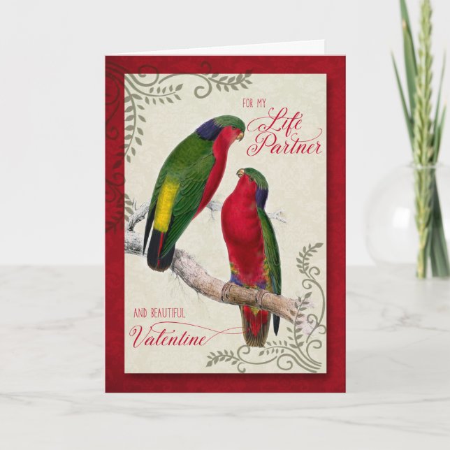 Life Partner Valentine Day Love birds Helgkort (Framsida)