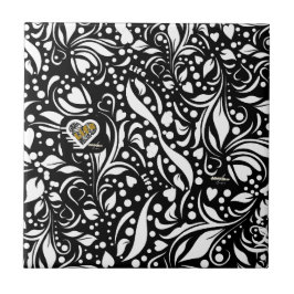 Life Quote Black Ceramic Tile av Adiela Akoo Kakelplatta