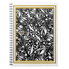 Life Quote Black Paisley Spiral-fotodator Anteckningsbok