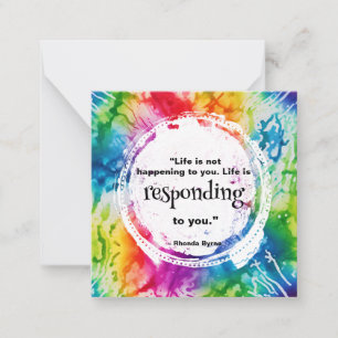 *~ LIFE Quote Tie Dye Inspire AP62 Note Card Anteckningskort