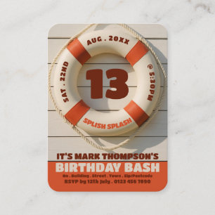 Life Ring, Bassäng Party Biljett,,, födelsedagskal Visitkort