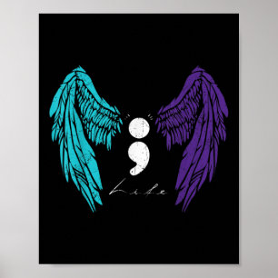 Life Semicolon & Angel Wing förebyggande av självm Poster