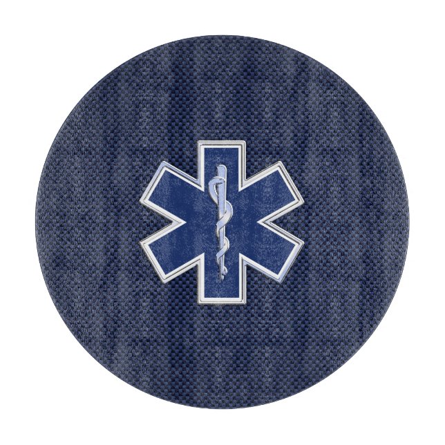 Life Sjukvårdare EMS-stjärna på Blue Carbon Fiber (Framsidan)