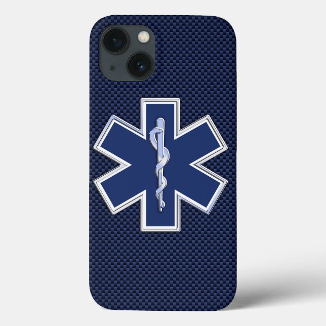 Life Sjukvårdare EMS-stjärna på Blue Carbon Fiber (Baksida)