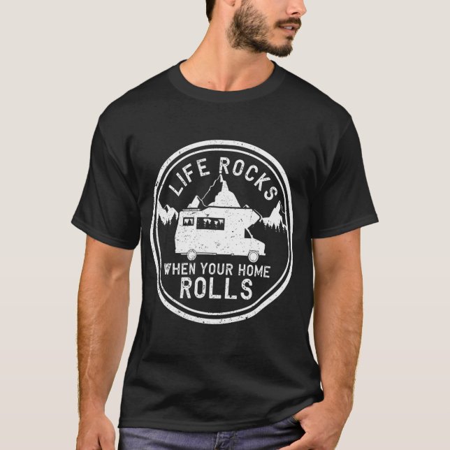 Life Sten när ditt hem roterar skrynklande RV T Shirt (Framsida)
