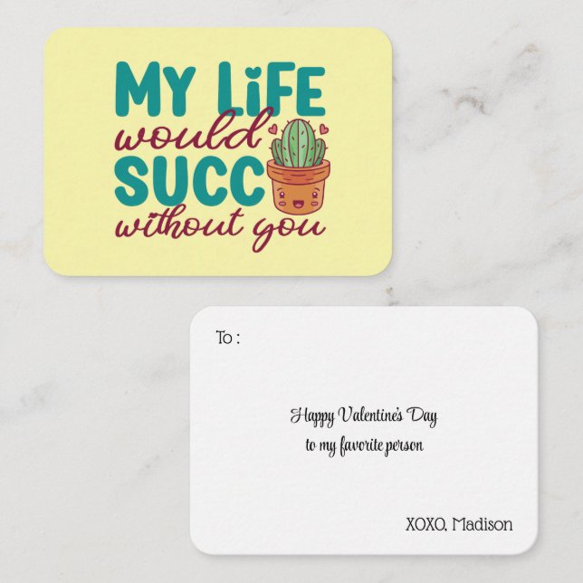 Life Succ utan dig Cute Funny Valentines day Anteckningskort (Fram/baksida)