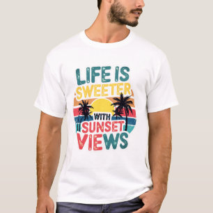 Life-Sunset - Vintage Retro T-Shirt Design för DTF