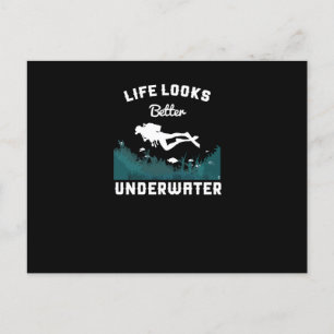 Life Underwater Dyka Diver Marine Helg Vykort