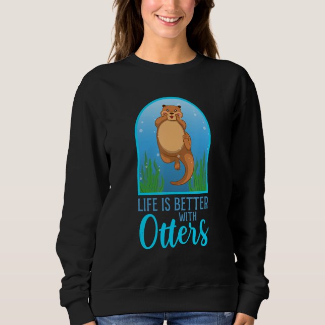 Life With Cute Otters Forest Animal Wildlife Natur T Shirt (Framsida)