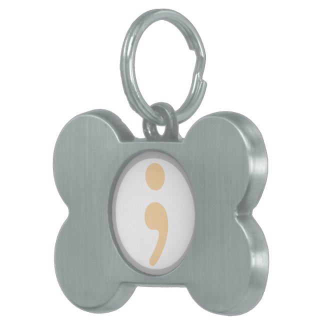 Life Worth Living Semi Colon Hund Märkre ID-bricka Husdjur (Högra Framsidan)