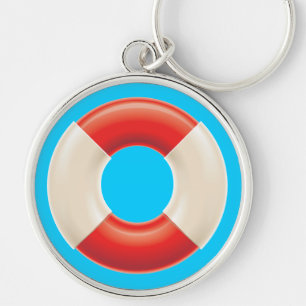 Lifebuoy Keychain Rund Silverfärgad Nyckelring