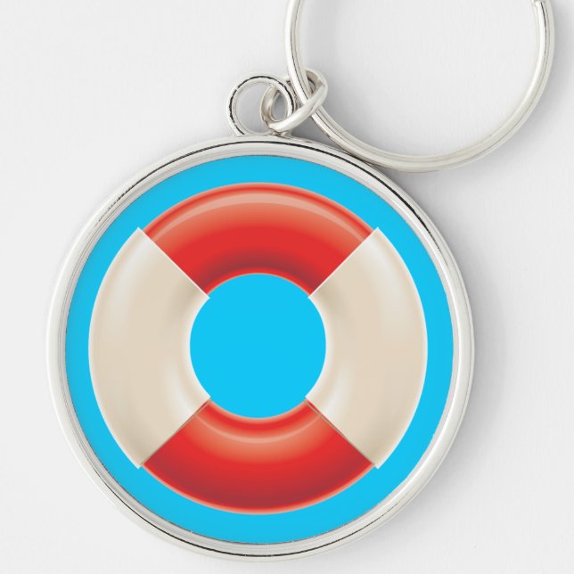 Lifebuoy Keychain Rund Silverfärgad Nyckelring (Framsidan)