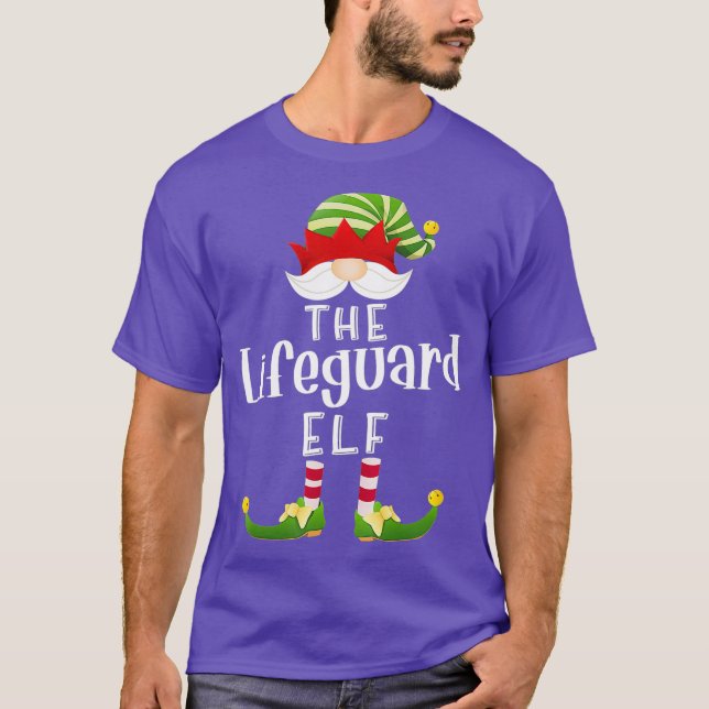 Lifeguard Elf Group Christmas Funny Pajama Party T Shirt (Framsida)