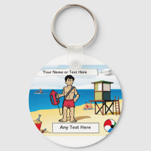 Lifeguard - Male Tecknad by PrintedPerfection.com Nyckelring