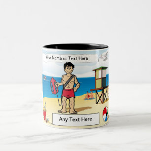 Lifeguard - Male Tecknad by PrintedPerfection.com Två-Tonad Mugg