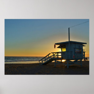 Lifeguard Station vid Santa Monica Beach Kaliforni Poster