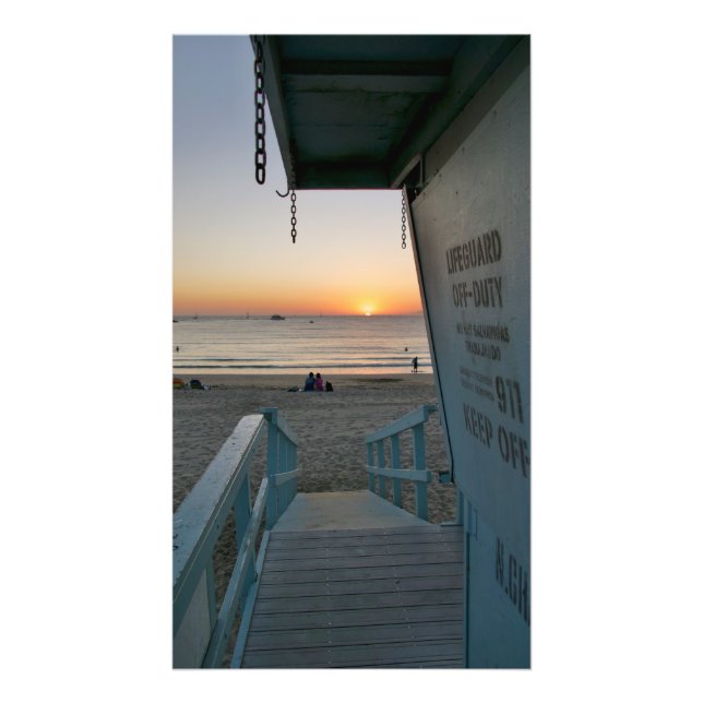 Lifeguard Torn vid Sunset Fototryck (Framsidan)