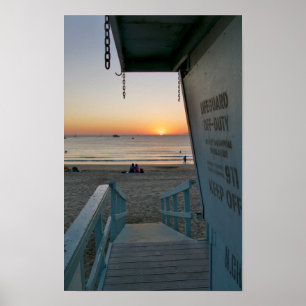 Lifeguard Torn vid Sunset - Venedig Beach, CA Poster